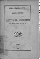 Gli studi Franco-Italiani nel primo quarto del sec. XX . Ferdinando Neri