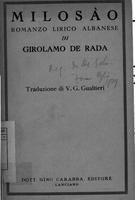 Milosao : romanzo lirico albanese . di Girolamo De Rada