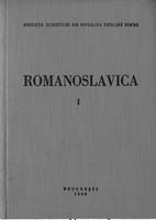 Romanoslavica . Asociatia slavistilor din Republica populara Romina. I